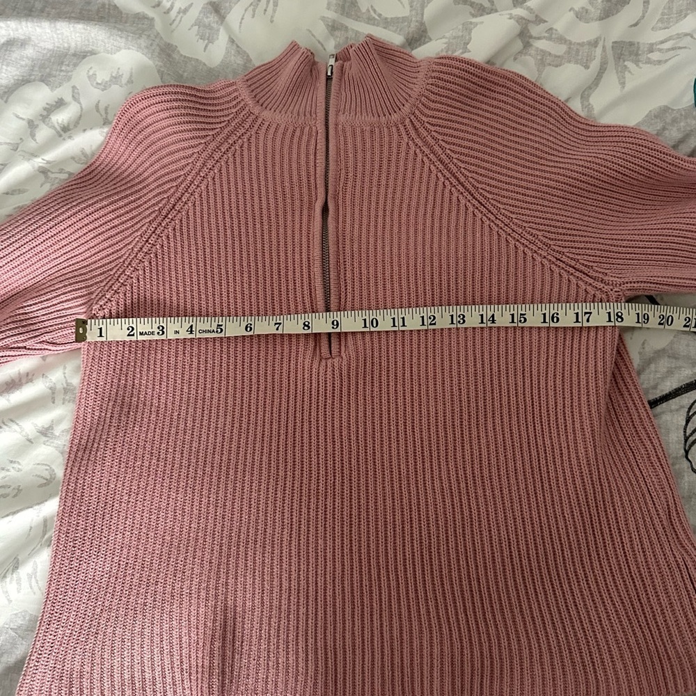 Madison + Hudson Pink Quarter Zip Pullover Sweater Women’s L Blush Dusty Pink - Picture 4 of 7
